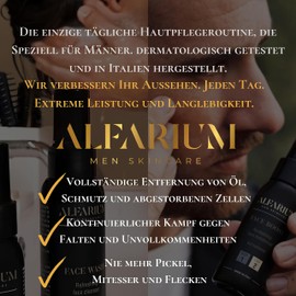Alfarium Men's Skincare Set, Face Cleanser and Face Cream Cleansing and Anti-Ageing Routine - Anti-Wrinkle, Anti-Stains, Anti-Black Spots with Vitamin A/B5/C/E, Hyaluronic Acid - Made in Italy