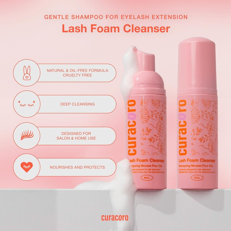 CURACORO- Limpiador para extensiones de pestañas Curacoro de 60 ml:
