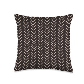 Abstract Lines Pattern in Beige on Black AEY316 Throw Pillow