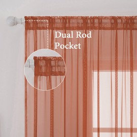 MIULEE 2 Panels Solid Color Sheer Window Curtains Elegant Window Voile Fall Panels/Drapes/Treatment for Bedroom Living Room (54X63 Inches Burnt Orange)