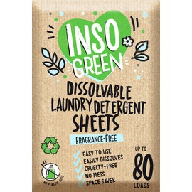 InsoGreen Unscented Laundry Detergent Sheets - 40 Eco Sheets for Up to 80 Loads - Fragrance-Free, Zero Plastic Packaging, Travel Laundry Detergent