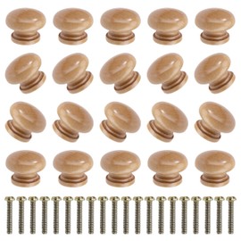 MengH-SHOP Wooden Furniture Knobs, Drawer Knobs, Wooden Knobs, Round Cabinet Knobs with Screw for Cupboard, Drawer, Kitchen, Pack of 20, 24 mm (Painted)