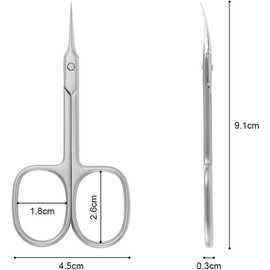 Xrten Cuticle Scissors,Stainless Steel Cuticle Pedicure,Beauty Grooming Thick Toenails,Beauty Scissors for Trimming Eyebrows,Nose Hair,Finger & Toe Nail Care（Silver）