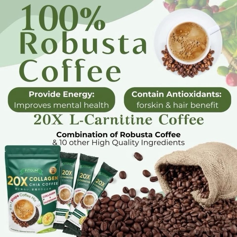 Nature's Nutrition Fitgum 20x Collagen Chia Coffee