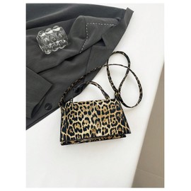 Verdusa Women's Leopard Print PU Leather Shoulder Handbags Pressed Flap Square Crossbody Bag Multicolor One Size