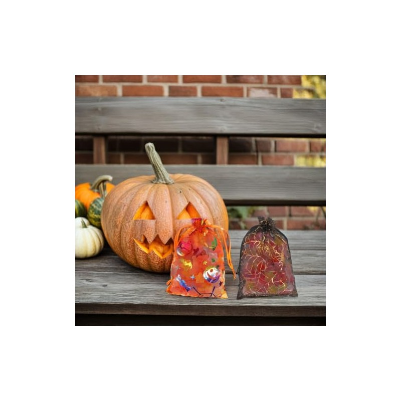 Artibetter 60 Bolsas de Organza Halloween con Cordón