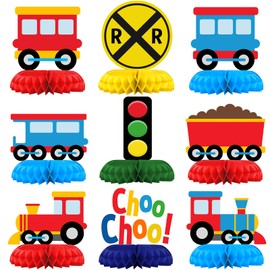 9 Pack Train Table Decorations - Train Party Decorations for Kids' Birthday and Baby Shower - Train Table Toppers