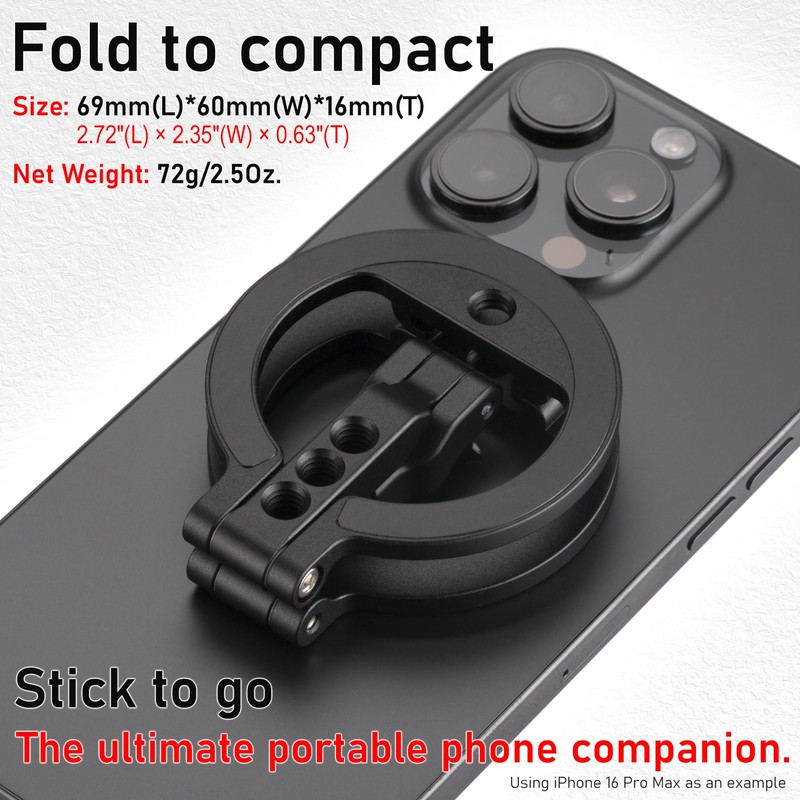 Dual Magnetic Ring Phone Mount - Foldable 360° Rotation CNC