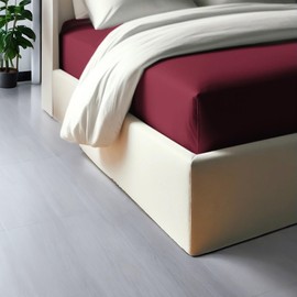 Fitted Sheet 140 x 190 cm 100% Cotton 4 Elasticated Corners Garnet