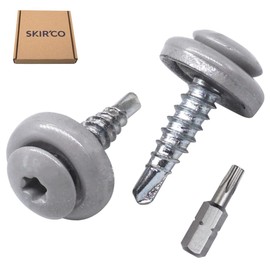 SKIR'CO (40 Pieces) Roofing Screws 4.8 x 20 mm Painted Self-Drilling Screws with EPDM Washers, Torx Head (White Aluminium RAL 9006)