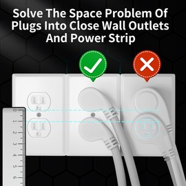 HUANCHAIN 14 Gauge 15 FT Flat Plug Extension Cord White Indoor Outdoor, Heavy Duty 3 Prong Grounded Low Profile Extension Wire Flexible, 15A 1875W 125V 14AWG SJTW, ETL Listed