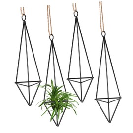 SUPVOX 4Pcs Geometric Metal Air Plant Holder Stylish Hanging Planter for Air Plants for Decor Compact Height for Wall Ceiling Display