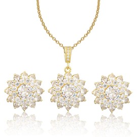 Dazzle Flower Jewelry Set, Gemstone, Cubic Zirconia