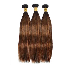 AiPliantfis Straight Human Hair Bundles Brown Extensions Real Hair Brazilian Remy Hair Double Weft P430 Highlight Brown Real Hair Wefts Brazilian Hair Bundles 100 g/PC 300 g Total 20 22 24