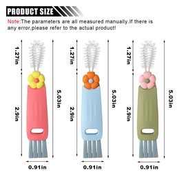 3 in 1 Cup Lid Cleaning Brush Set for Bottle Gap Tight Spaces Cup - Multifunctional Cleaning Brush Portable Crevice Cleaning Tools - Cup Mouth Scrubber Cup Lid Cleaner with Flower Design (6PCS)