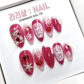 Love Snow Handmade Nail Tips - Short Nose Pin / 러브 스노우 수제네일팁 - 숏코핀