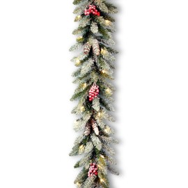 National Tree 9 Foot by 10 Inch Dunhill Fir Garland with Red Berries, Snow and Cones (DUF-300-9A-1)