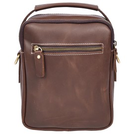 A1 FASHION GOODS Mens Leather Messenger Bag Travel Crossbody Satchel Side Bag AD601 Brown Hunter