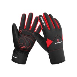 INBIKE Winter Cycling Gloves Waterproof Touch Screen Bike Gloves Termal Padded Gel Gloves for Cold Weather Red Large