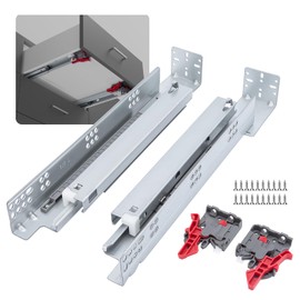 LONTAN 6 Pairs Undermount Soft Close Drawer Slides 18 Inch Hidden Bottom Mount Full Extension Cabinet Rails with Rear mounting Bracket and Locking Devices Concealed Drawer Runners 100lb Load Capacity