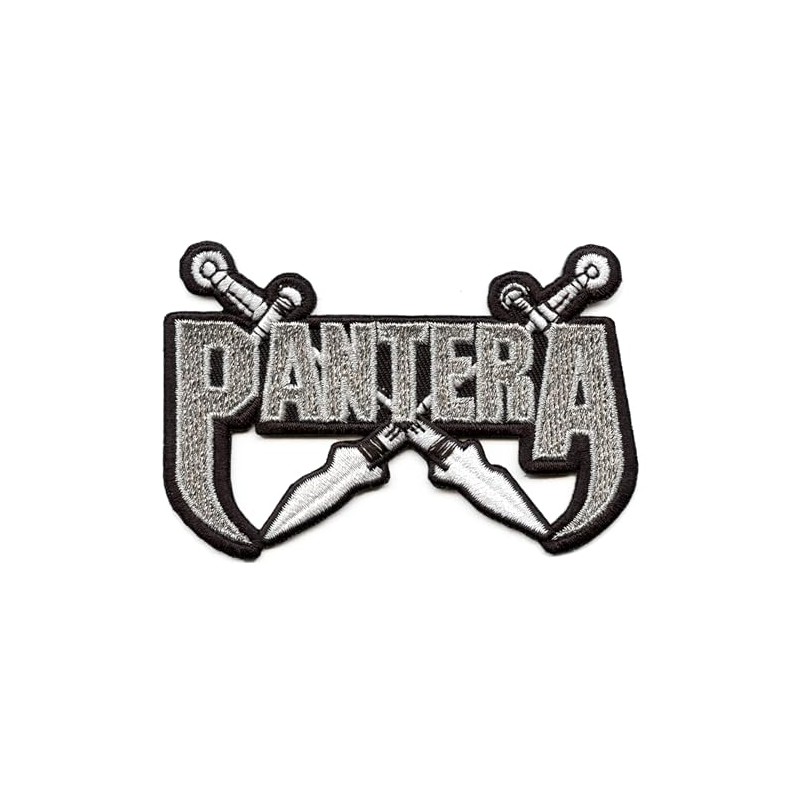 Pantera Fang Blades Silver Heavy Metal Embroidered Iron On Patch