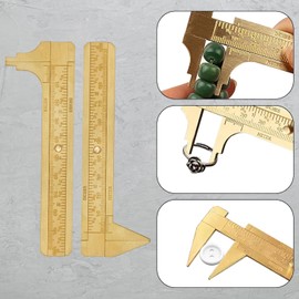 2 Pcs Brass Vernier Caliper, Pocket Handy Sliding Gauge Double Scales Vernier Caliper Ruler Measuring Tool mm/inch, Digital Measuring Mini Ruler Tool for Bead Wire Jewels Rings Measurement 100mm