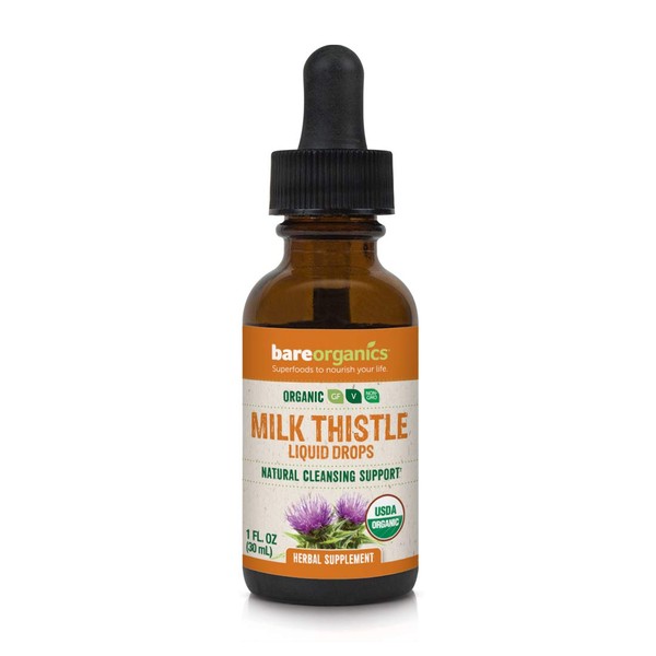 BareOrganics Milk Thistle Seed Liquid Drops, Herbal Supplement, 1 Ounce