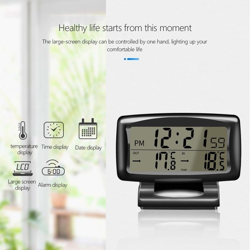 Car Temperature Dashboard Clock,Car Digital Clock Alarm Thermometer LED Clocks