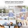 QCBBIRC Blue Porcelain and PU Leather Square Tissue Box Cover,
