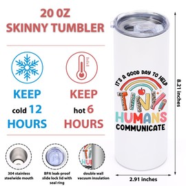 CFGBFDGH 20 Oz Skinny Straight Tumbler, Speech Therapy Gifts, Speech Pathologist Gifts, SLP Gifts Insulated Tumbler Stainless Steel Tumblers, Speech Therapist Gift, Coffee Cups with Lids Thermal Cups