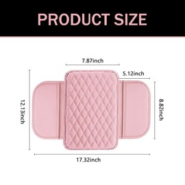 Diamall Car Center Console Cover, Leather Armrest Cover Cushion with 2 Storage Bags, Auto Interior Arm Rest Seat Box Pad Accessories, Universal Armrest Organizer for Cars SUVs Truck and More (Pink)