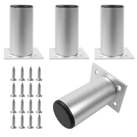 bociloy 4PCS 3Inch Silver Adjustable Furniture Legs, Aluminum Alloy Round Sofa Bed Cabinet Support Feet, Heavy Duty Adjustable Replacement Legs for Cabinet Bed Cupboard Sofa Couch