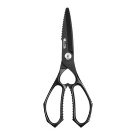 MITSUMOTO SAKARI 8 inch Professional Kitchen Scissors for Food, Detachable Poultry Shears Heavy Duty, Black Titanium Plated Kitchen Shears, Scissors All Purpose for Meat Chicken & Vegetable