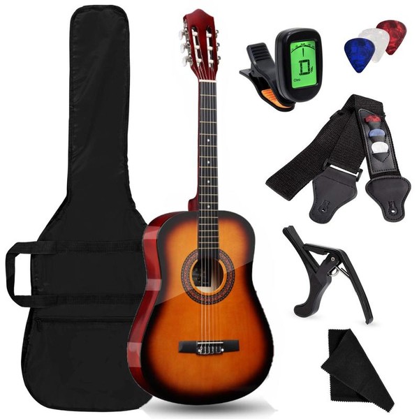 【Limited time deal】38in Beginner All Wood Acoustic Guitar Starter Kit