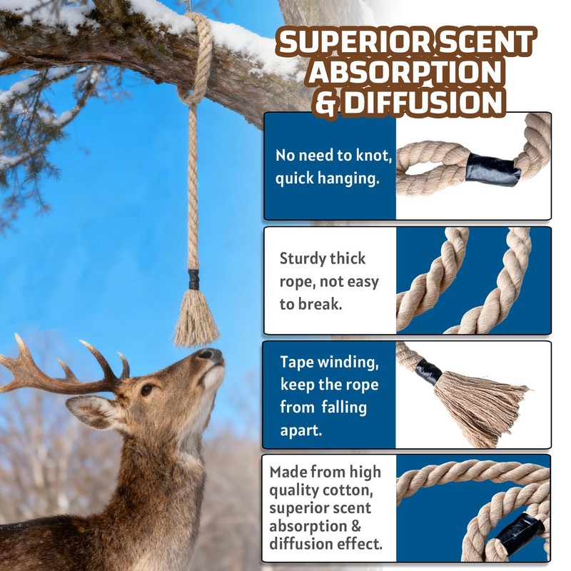 Niantime Deer Attractant Rope for Hunting, 64 Inch Deer Scent