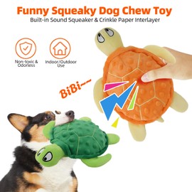 Adpartner Squeaky Dog Toys, Soft Plush Turtle Toys for Puppy Teething, Interactive Crinkle Dog Chew Toys for Small to Medium Breeds, 2 Pack