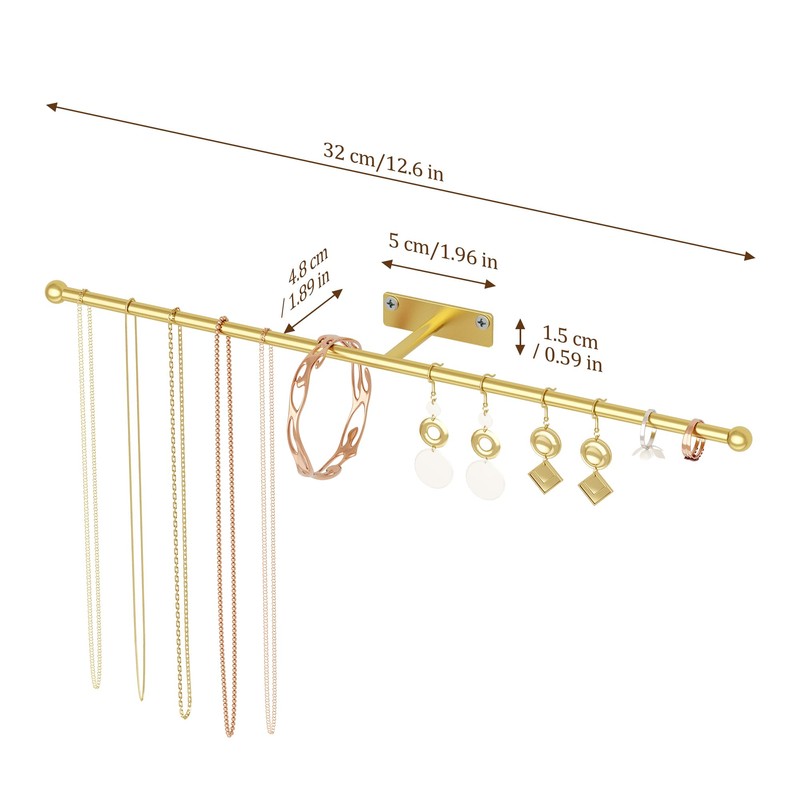 Wall Hanging Jewelry Organizer: 12.6'' Necklace Holder for Earring, Bracelet,