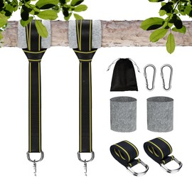 Set of 2 Swing Attachments, Hammock Attachment, Hanging Chair Attachment with Tree Protection, Padding, 2 Premium Carabiners and Storage Bag, for Hanging Chair, Swing Suspension