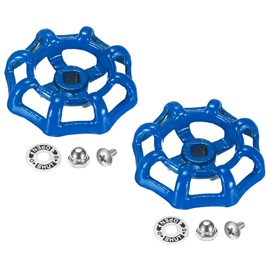 M METERXITY 2-Set Outside Faucet Handle, 6x6mm Paint Cast Iron Square Stem Hole Water Spigot Handle with Screws, Nuts & Aluminum Washer for Courtyard/Bathroom, Spigot Puller Replacement [Blue]