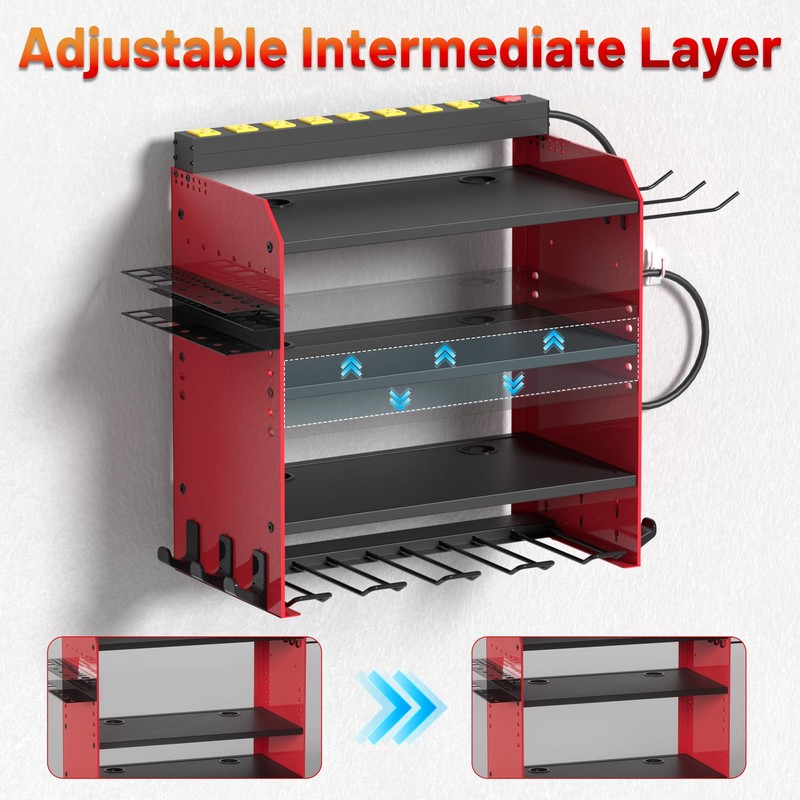 CFMASTER Power Tool Organizer Wall Mount with Charging Station -