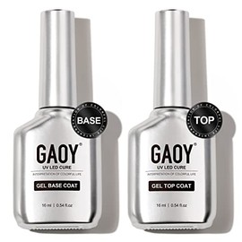 GAOY- Juego de 2 capas de base y capa superior de gel vidrioso de 16 ml, combinación de base sin necesidad de limpiar para curado con luz ultravioleta