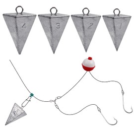 Fishing Sinker Weights Pyramid Kit Bullet Fishing Sinker Lead Fishing Weights with Ring Tangle Free Surf Fishing Gear Tackle Sinker, 1oz 2oz 3oz 4oz