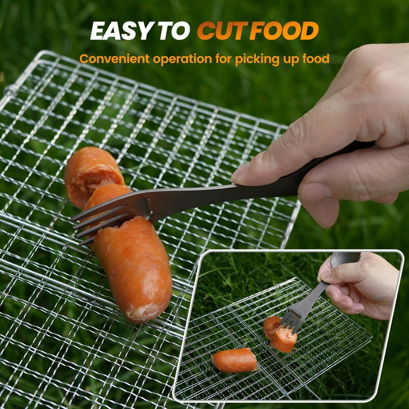 Inntobite 5-in-1 Multifunctional Outdoor Titanium Fork Spoon, Outdoor Barbecue, Kitchen