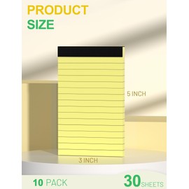 10 Pack A7 Small Notepads Refills 3x5 Yellow Pads of Paper Mini Note Pads with 30 Sheets Mini Pocket Notebook A7 Yellow Small Note Pads in Each Pocket Notepad Refills for Taking Notes and Reminders