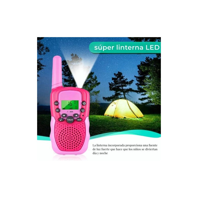 Walkie Talkies para Niños 2 Unidades, con Linterna y LCD
