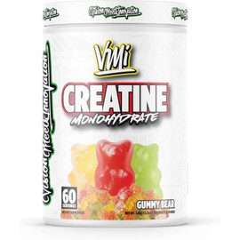 Vmi Sports Creatina Monohidrato en Polvo - 5 Gramos por Porción - sin Sabor o Elija Entre 5 Fantásticos Sabores. - Cero Colores Artificiales (60 Ser, Gummy Bear)
