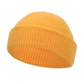 Knstol Beanie for Men Women,Unisex Cuffed Bonnet Fisherman Beanie Hat,Knit Winter Hat Watch Cap Skull Cap (Yellow)
