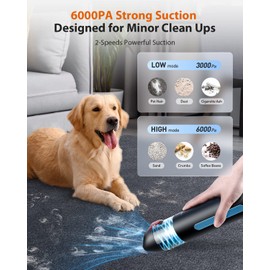 CAFELE 【Konzipiert für Autos Handstaubsauger Akku, 7500mAh Handstaubsauger Kabellos, EIN-klick Staubgießen Mini Staubsauger mit HEPA Filter, Bürstendüse&Fugendüse, für Auto Tierhaare Wohnmobil