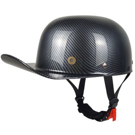 QICHAO Baseball Motorcycle Helmet - Half Motorcycle Helmet, DOT Approved, Motorcycle Half Helmet for Chopper Moped Scooter Motorbike Electric-Carbon Fiber,M