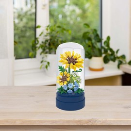 Sunflower Botanical Building Blocks with Dust Cover, Mini Bricks Flowers Botanical Collection, Home Office Decor, Birthday Valentines Day Gifts for Girls Age 8+(201 PCS)